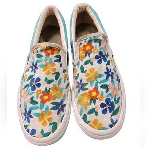 Vans floral slip on sneakers womems size 7